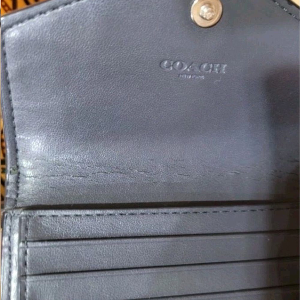 Coach Blue and Silver Wallet with Croc-Embossed Texture - Picture 3 of 7